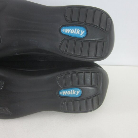 Wolky Womens 7.5 Black Suede Pewter Leather Strappy Mary Jane Shoes 38 - Picture 11 of 11